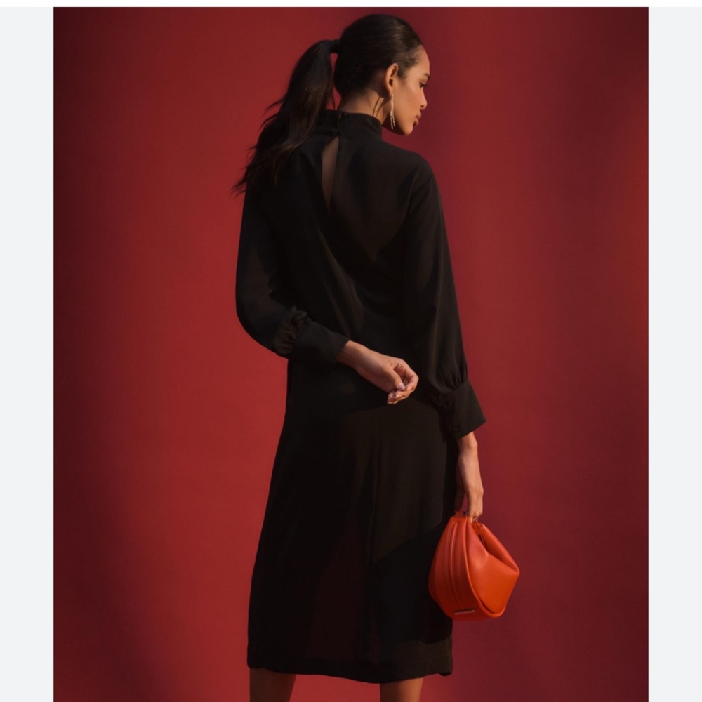 NWT Anthropologie Maeve Long-Sleeve Mock-Neck Midi Dress - Picture 2 of 7